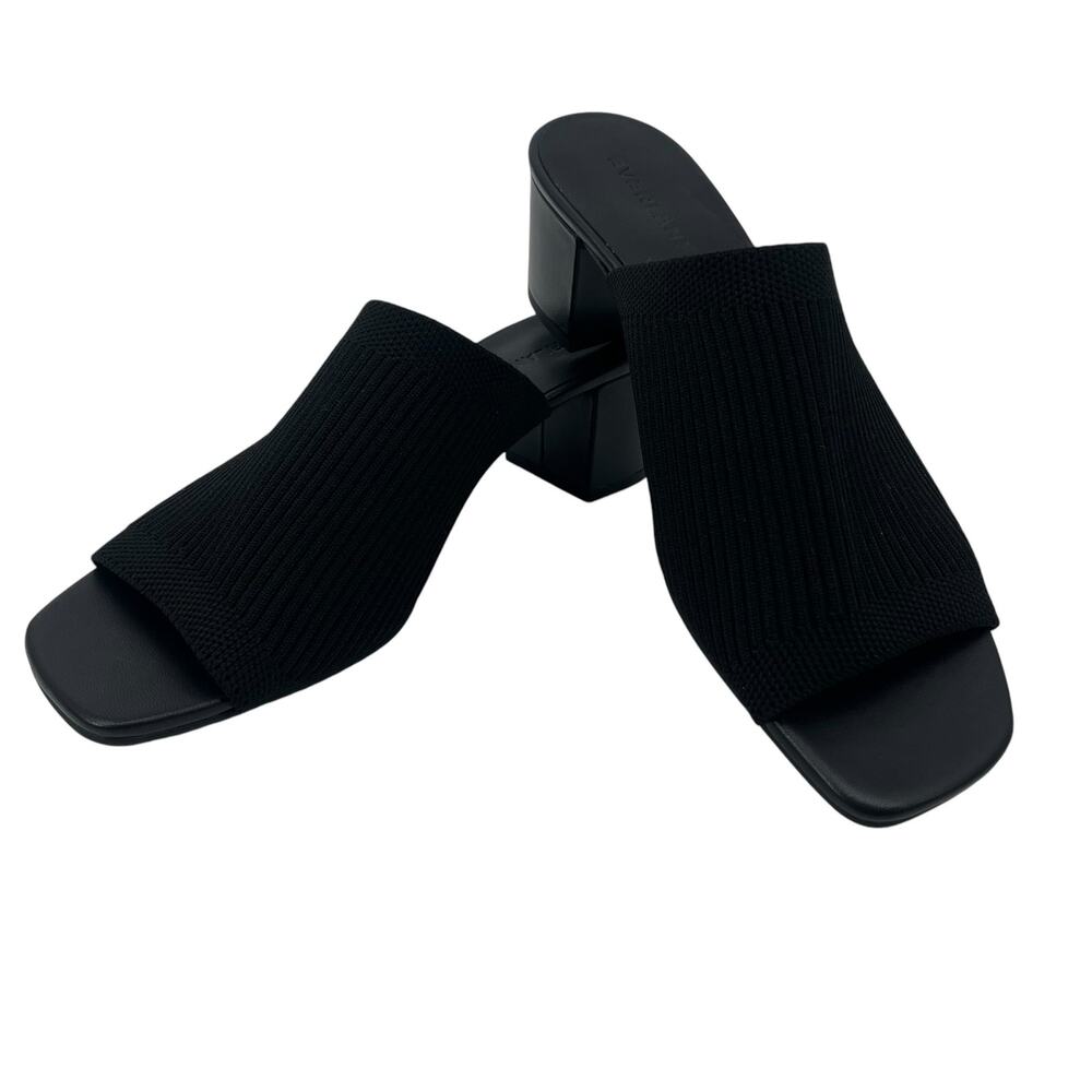 Everlane Black Knit Open-Toe Block Heel Mules - Picture 5 of 8